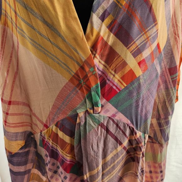 NWOT Free People Haut Long Gone Sailing Maxi Top Large L Boho Plaid - Picture 4 of 13